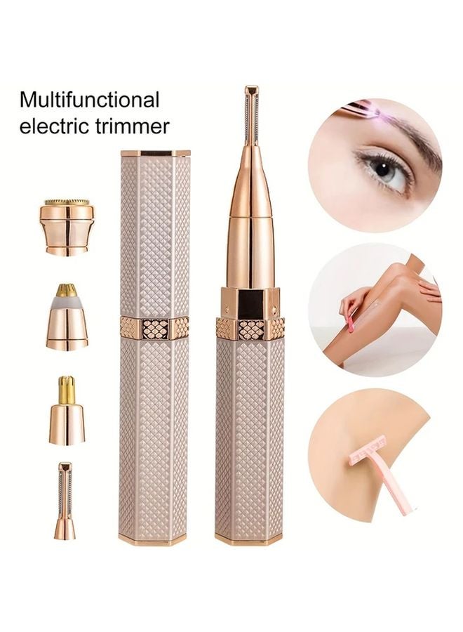 Pink Upgrade USB Rechargeable Hair Removal Trimmer For Women Face Legs Arms Nose - Image 1